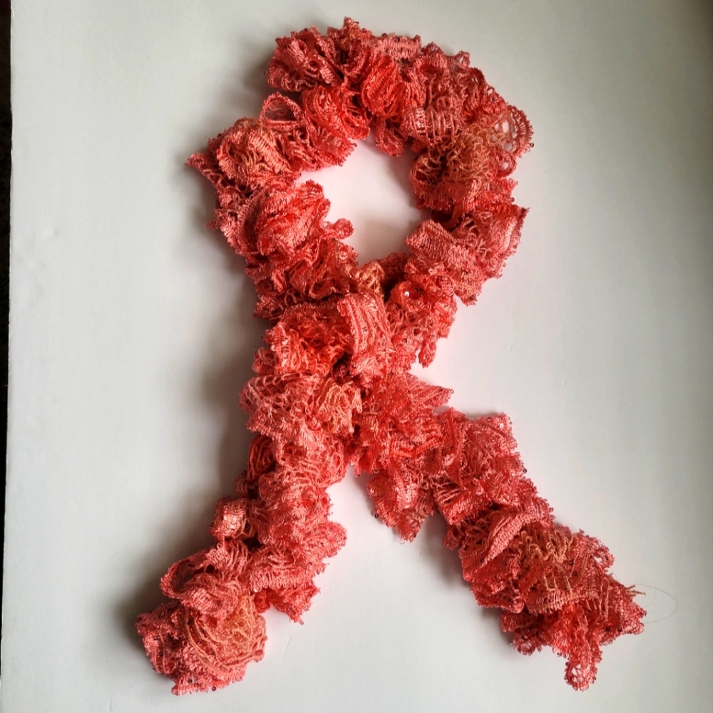 Handmade Ruffle Sashay Pink Scarf 42in